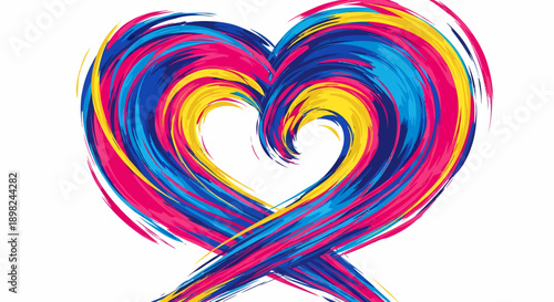 Colorful Heart Shape Illustration Symbolizing Love, Passion, and Unity with Vibrant Swirls