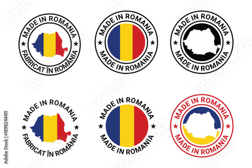 set of made in romania stamp label