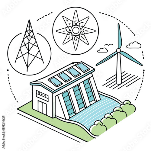 Modern energy infrastructure combining renewable and conventional power sources