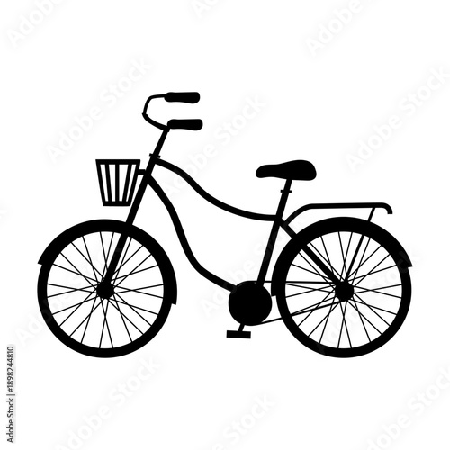 Vintage black bicycle vector illustration featuring a retro transport vehicle with antique wheels and pedals isolated on white for sports and travel
