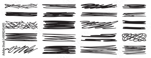 Hand drawn underline set. Doodle text marker strokes. Abstract line dividers for typography design