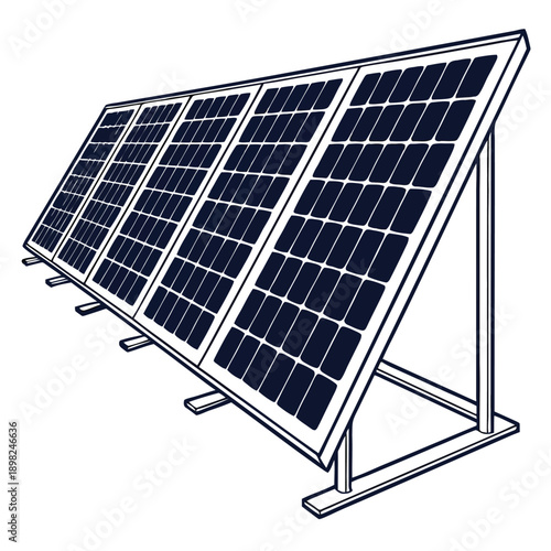 Solar panels mounted on a sturdy metal frame in an outdoor setting