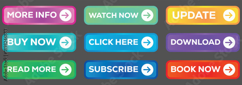 Modern Gradient Call To Action Button Set With Arrow Icons For Website App User Interface Promotion Design vector