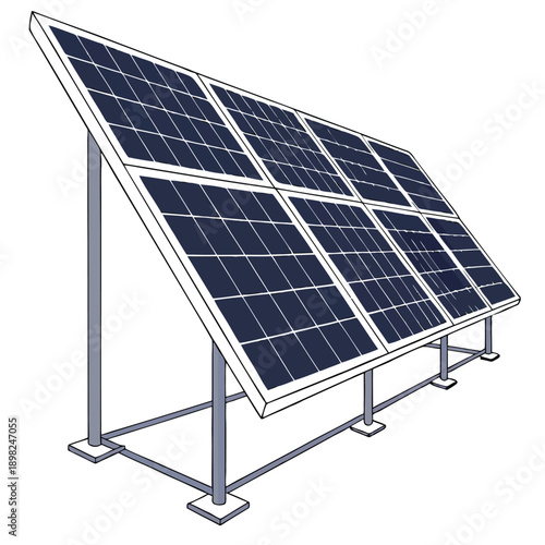 Solar panels installed on a metal frame structure for renewable energy generation.