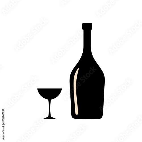 A collection of red and white wine bottles with glasses of liquid isolated on a white background for a restaurant celebration or winery beverage display