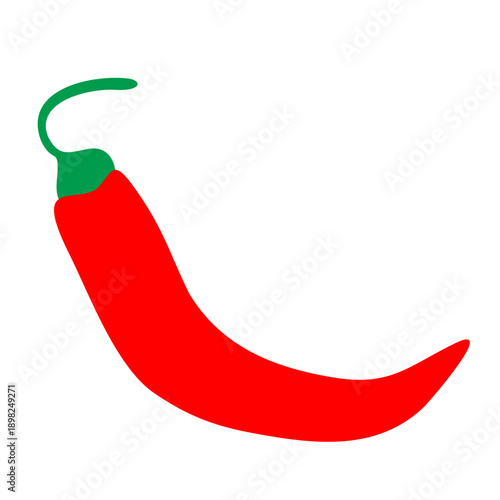 A fresh organic red hot chili pepper isolated on white background as a spicy vegetable ingredient for healthy cooking in this vector illustration symbol