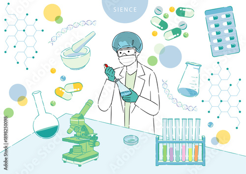 研究者・実験をする人　イラストセット