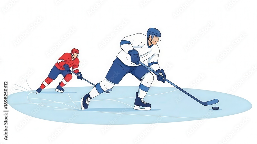 Fototapeta premium Dynamic Ice Hockey Players Engaged in Action on Ice Rink for Team Sport Visuals