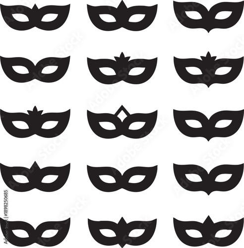 Simple Masquerade Eye Mask Silhouette Pattern Set