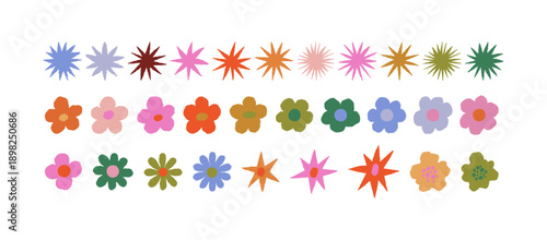 Vector whimsical illustrations in hand drawn doodle imperfect edges and wavy shapes, abstract dopamine art decor and design elements 