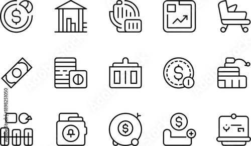 Set of financial investment money icons for web and app