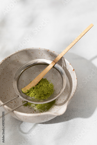 Making matcha tea, a healthy, eco-friendly drink, detox
