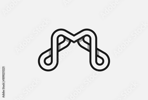 Letter M infinity Logo, letter M with infinity line style logo, vector illustration