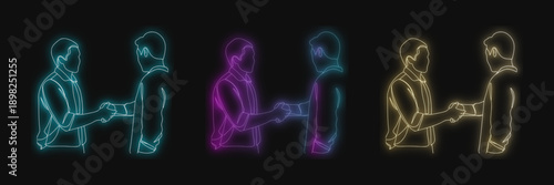 Neon Handshake People Icons