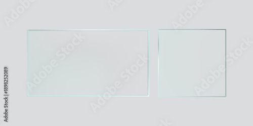 Set of realistic transparent glass banners featuring reflections glares and light effects for modern website headers user interfaces and premium graphic design layouts