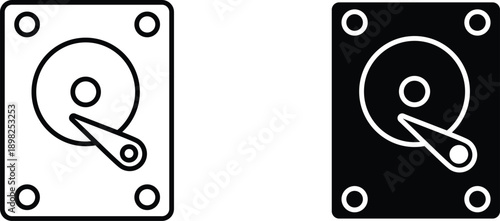 hard disk icon vector graphic illustration  with white background flat hand made icon fill icon .