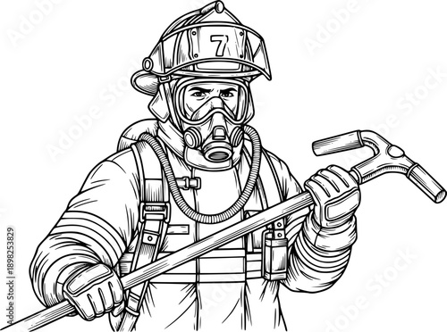 Firefighter Rescue Vector Illustration