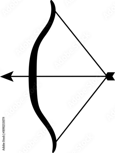 Bow icon of archery weapons isolated on transparent background, flat black vector illustration of ancient hunting bow symbols for design