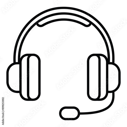 Customer support headset communication call center service line icon