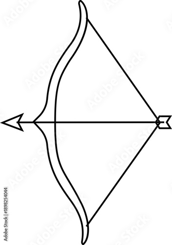 Bow icon of archery weapons isolated on transparent background, line black vector illustration of ancient hunting bow symbols for design