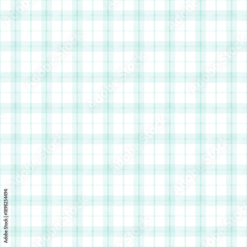 Soft watercolor aqua check grid pattern with paper texture