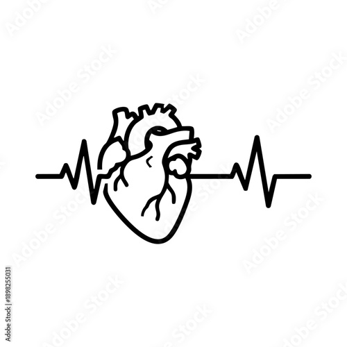 heart health icon with heartbeat line