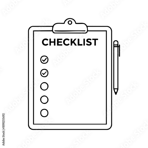 remote work checklist, flat outline