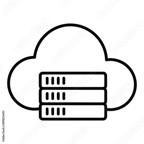 Cloud server database hosting infrastructure technology line icon illustration