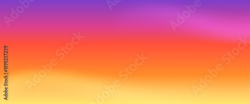 Sunset summer sky gradation texture background. Warm vibrant sky color blend in soft transitions, from amber light to purple tone, evoking peaceful evening atmosphere design. Vector gradient bg.
