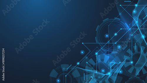 Motherboard technology circuit board background texture design. Creative idea AI banner concept for internet technology. Digital motherboard concept for poster, cover, banner, header, web template