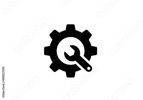 Modern gear with wrench symbol for maintenance and repair
