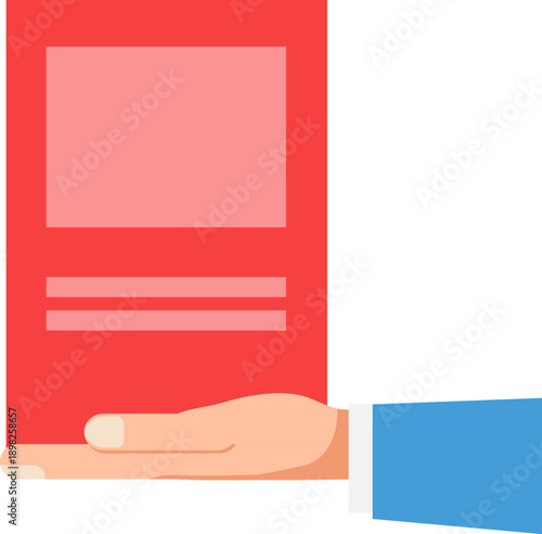 Hand holding a book, hand with a book isolated on a white background. Vector, designer illustration, web banner. Vector.