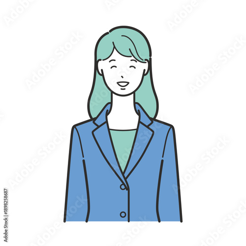 笑顔で正面を向いたスーツの女性