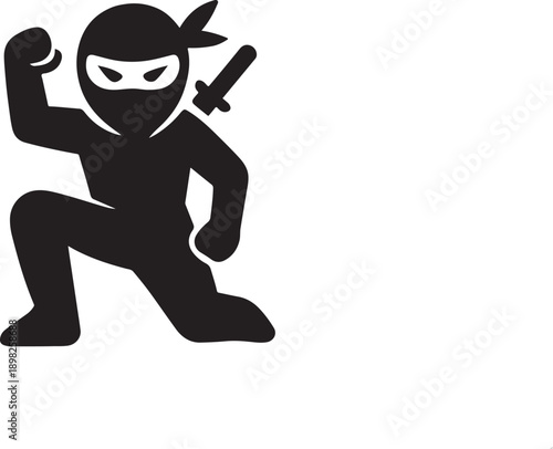 Print Ninja Warrior Icon with Sword (
