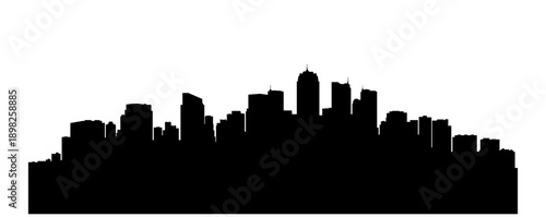 black and white city silhouette without background