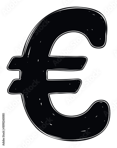 Hand drawn Euro currency symbol depicting financial ideas and monetary value ideal for business presentations, economic reports, or global finance educational materials.