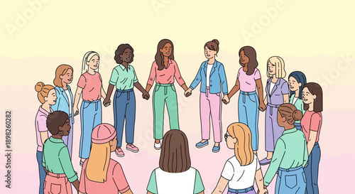 Diverse Group of People Holding Hands Together.