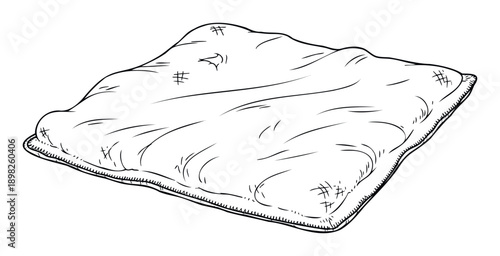 Hand drawn soft sleep pillow outline for cozy bedding concepts, home decor product listings, relaxation themes, or bedroom furnishing advertisements.