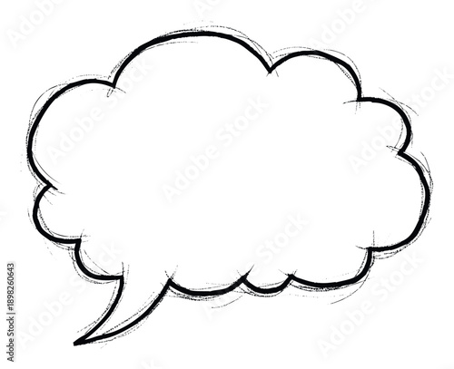 Empty hand drawn black outline speech bubble with a grunge texture effect perfect for adding text and dialogue in comic books social media posts or presentation slides