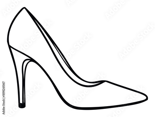 Elegant high heel shoe line drawing perfect for luxury apparel store branding, womens footwear promotions, or event invitation visuals