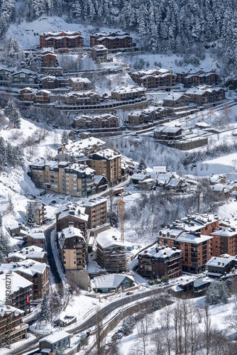 Wallpaper Mural Panorama at Sunrise of Ski Village Arinsal in La Massana, Andorra. Torontodigital.ca