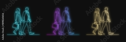 People Walking Neon Lights