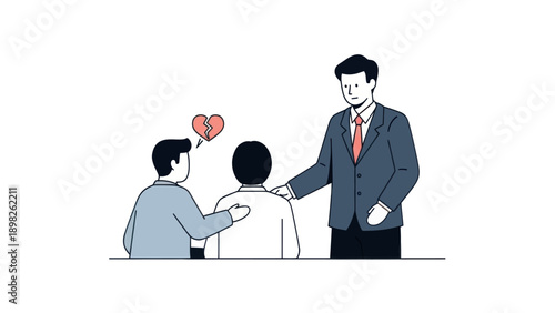 Compassionate business colleagues providing emotional comfort and supportive understanding to a fellow professional experiencing sadness, symbolizing empathy and teamwork in a personal