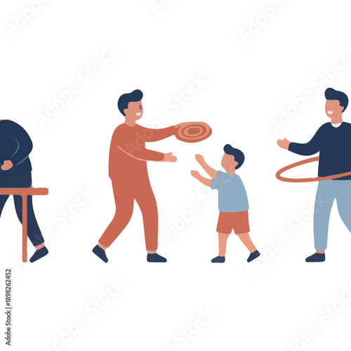 People playing with a frisbee and hula hoop.