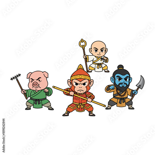 Journey to the West cartoon characters in a dynamic pose.
