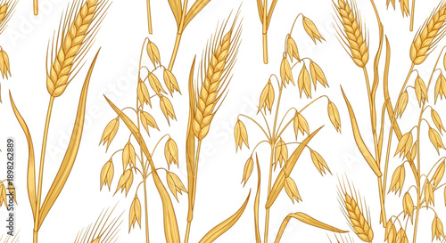 Golden Wheat Stalks with Ears of Grain.