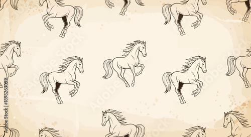 Hand Drawn Horses in Various Poses.