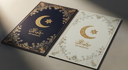 Elegant moon phase book covers with arabic calligraphy designs