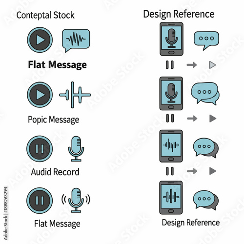 Modern voice message icons for mobile app design