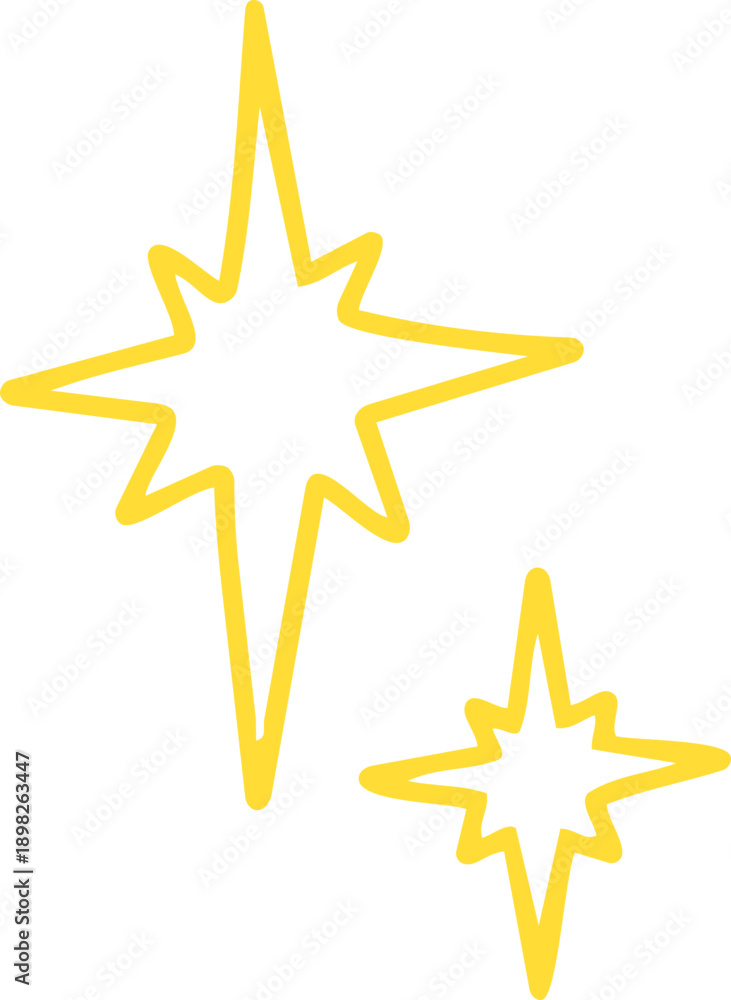 Obraz premium 별 반짝이 효과 라인드로잉 스티커(star light line drawing sticker)